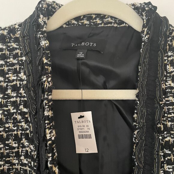 Talbots Breckenridge tweed jacket - black & white Size 12 NWT - Picture 3 of 4